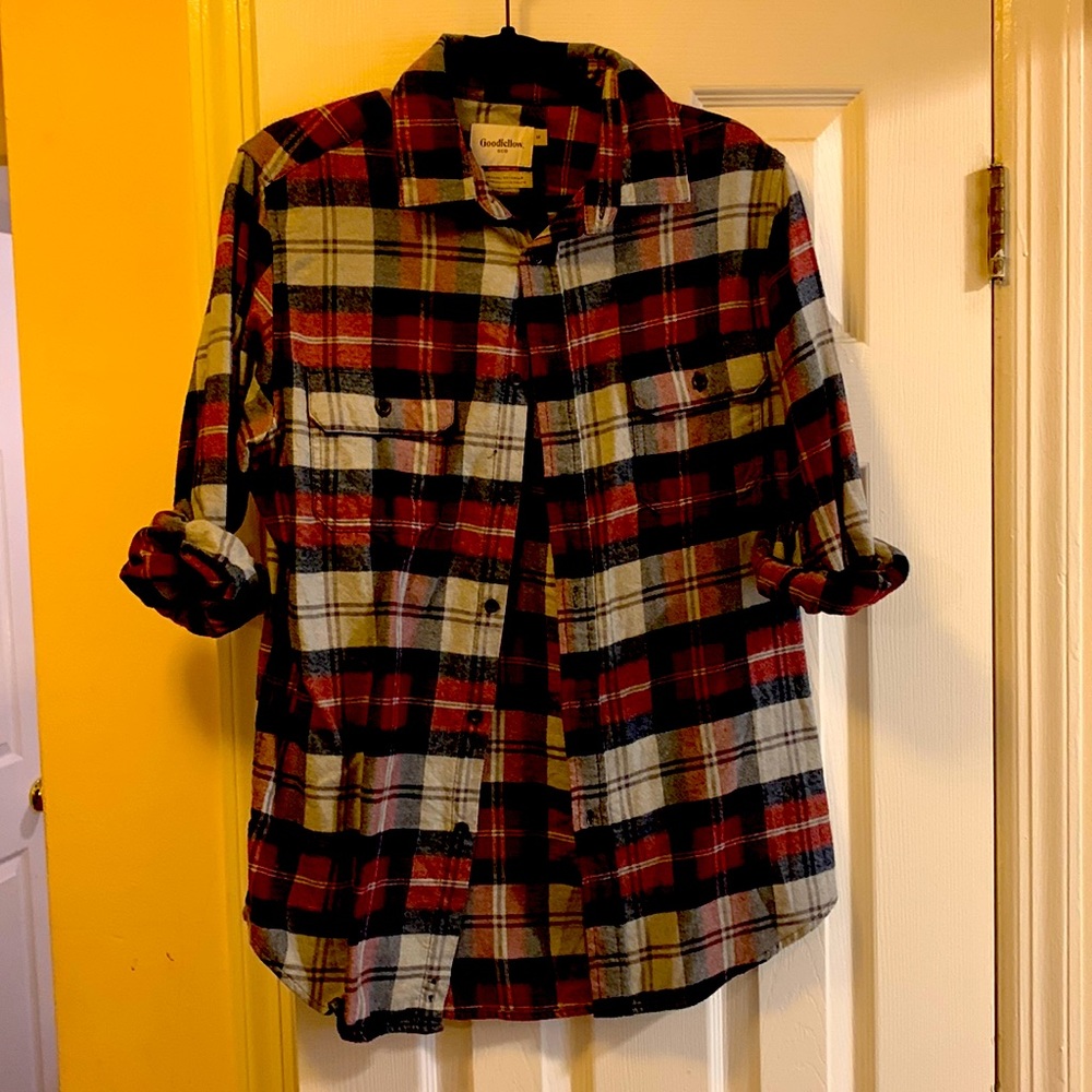 Plaid Button Down GoodFellow Red and Gray